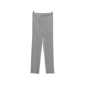 Pleats Please Grey Trousers - Cropped Trousers Women